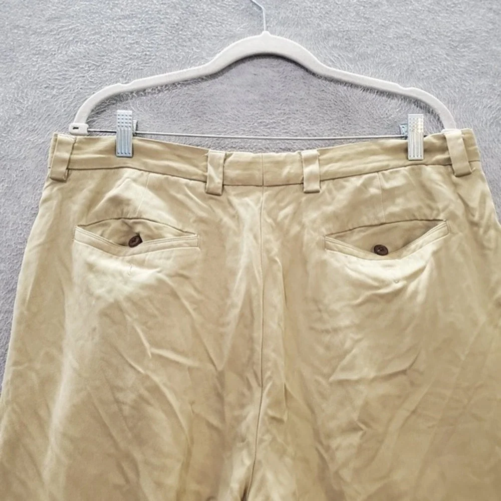 Tommy Bahama Men‎ Pants 36x34 Beige Chino 100% Silk Pleated High Rise Pockets